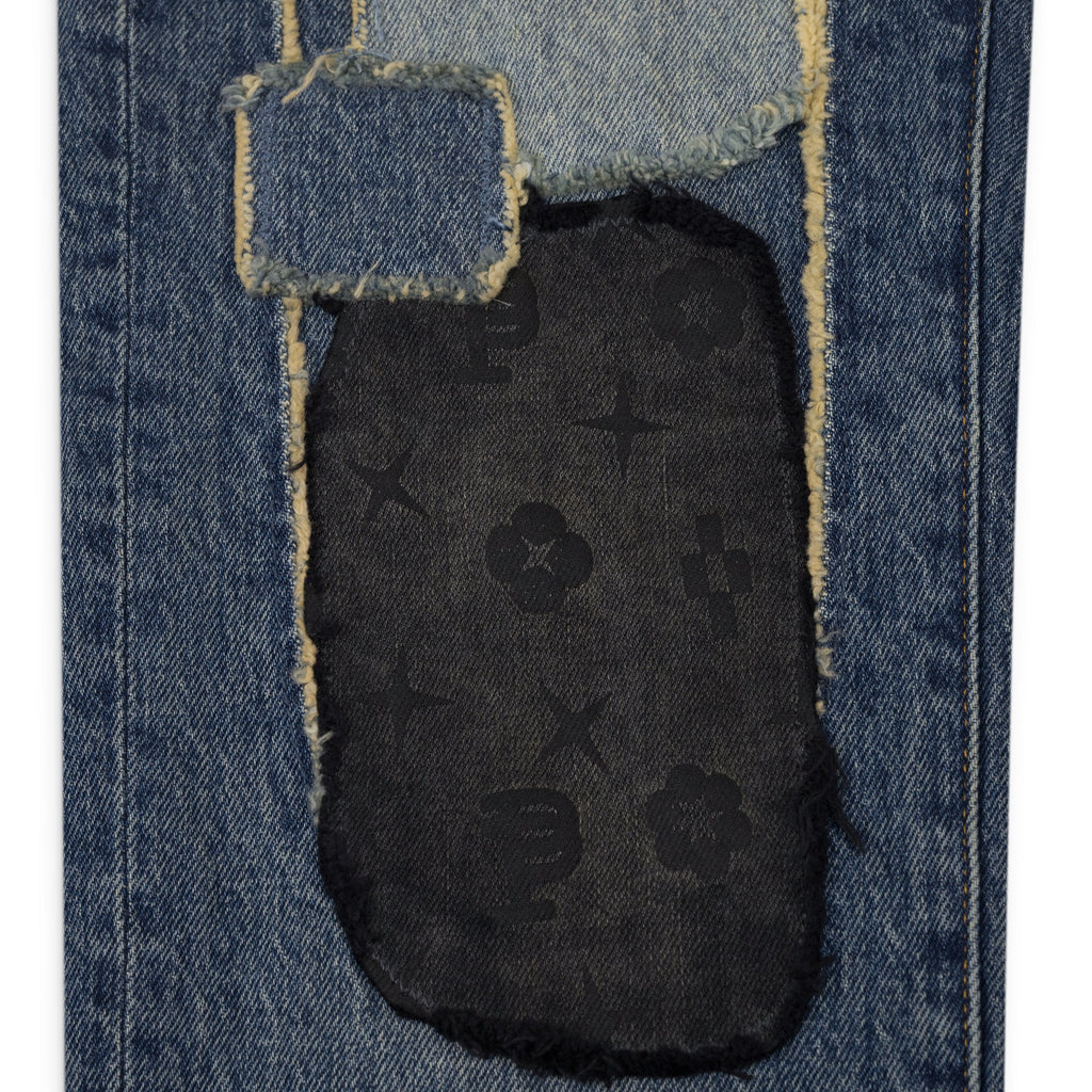 Mid Indigo Vintage Heavy Patch Repair Skinny Jeans