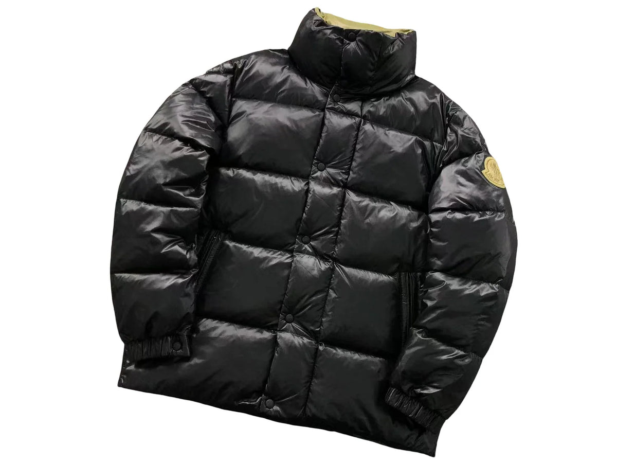 Moncler Glossy Black Stand-Collar Quilted Puffer Jacket
