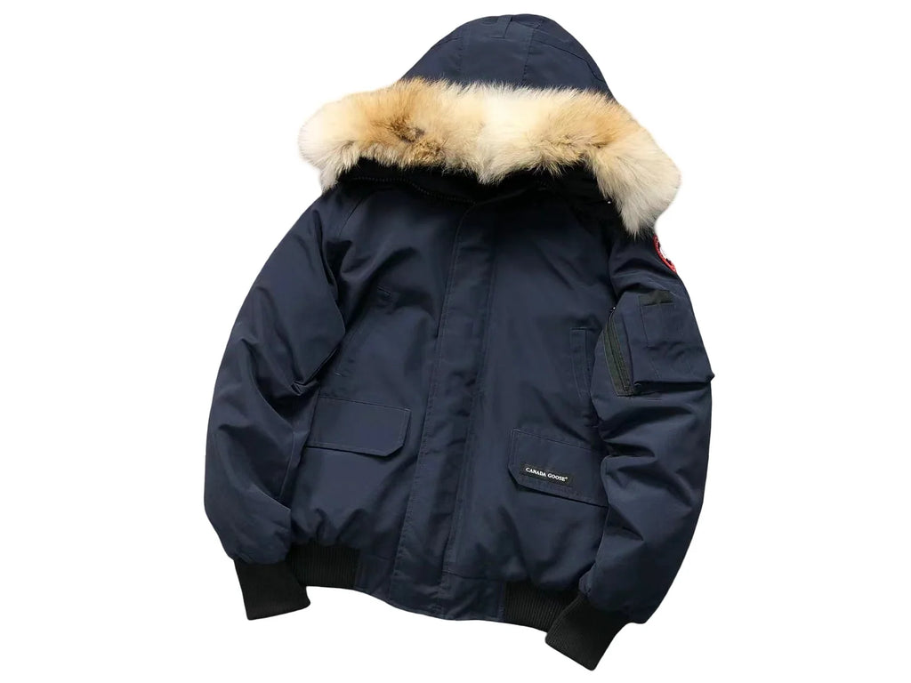 Canada Goose Navy Blue Hooded Bomber Jacket