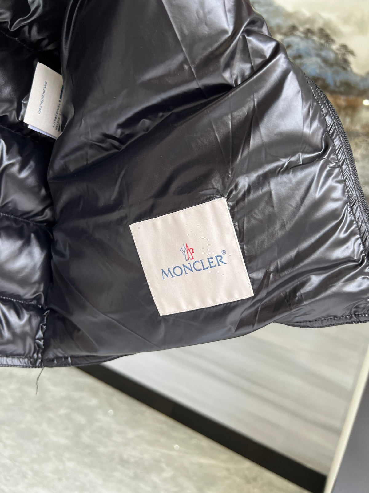 Moncler Glossy Black Quilted Zip-Front Puffer Vest
