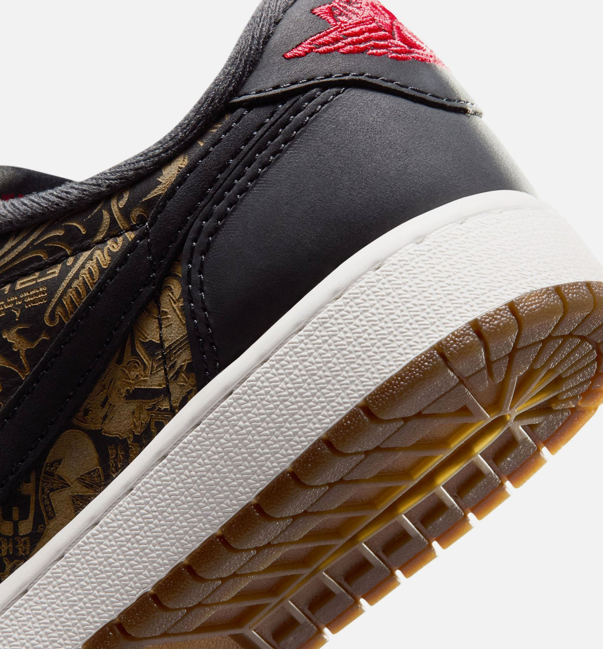 Air Jordan 1 Retro Low OG Laser Black And Varsity Red Big Kids' Sneakers - Black / Red / White