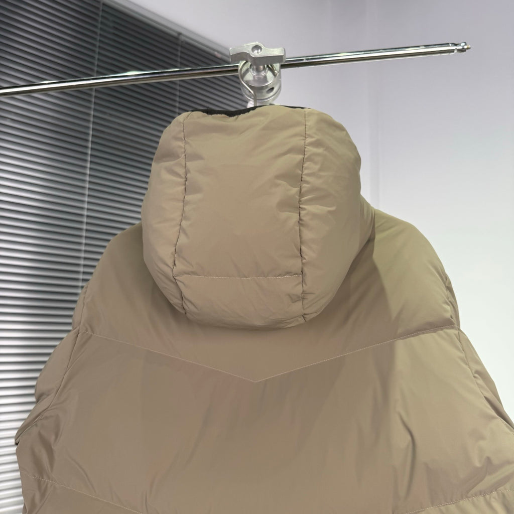 Moncler Quilted Sand Beige Hooded Puffer Jacket