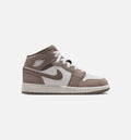 Air Jordan 1 Mid Grade School Lifestyle Shoes - Enigma Stone Olive Grey Summit White