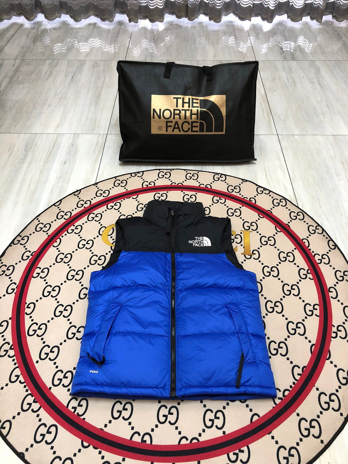 The North Face Quilted Royal Blue and Black Puffer Vest