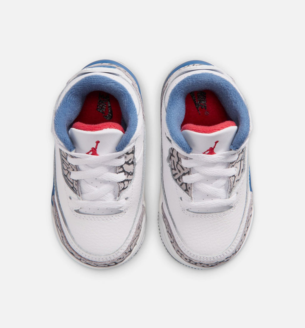 Air Jordan 3 Retro OG True Blue Infant & Toddler Sneakers - White / Fire Red / True Blue