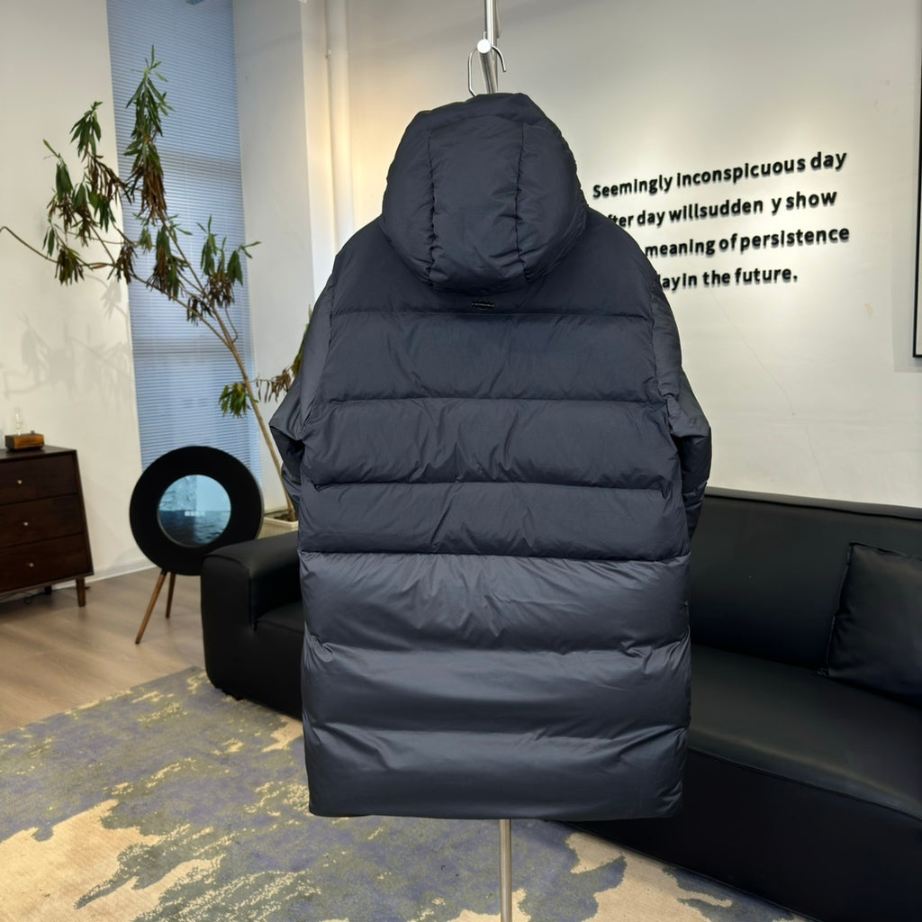 Moncler Quilted Black Hooded Longline Puffer Coat
