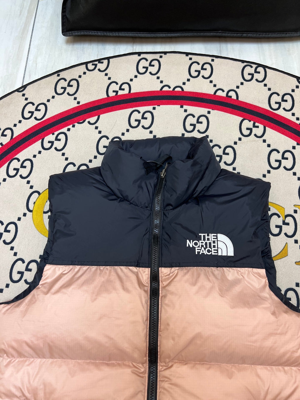 The North Face Quilted Blush Pink and Black Puffer Vest