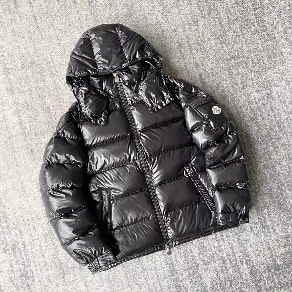 Moncler Glossy Black Hooded Quilted Puffer Jacket