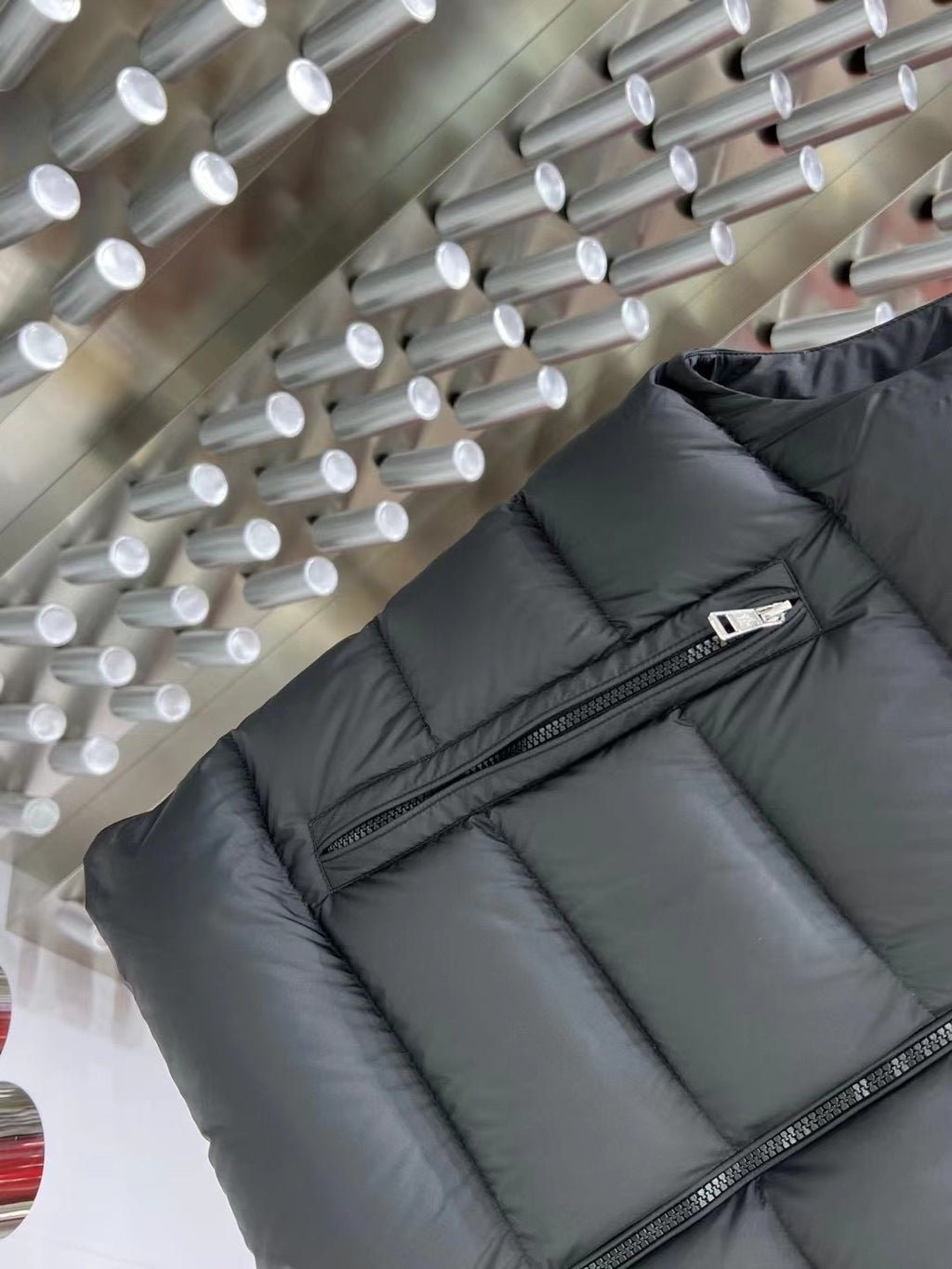 Moncler Quilted Charcoal Gray Hooded Puffer Vest