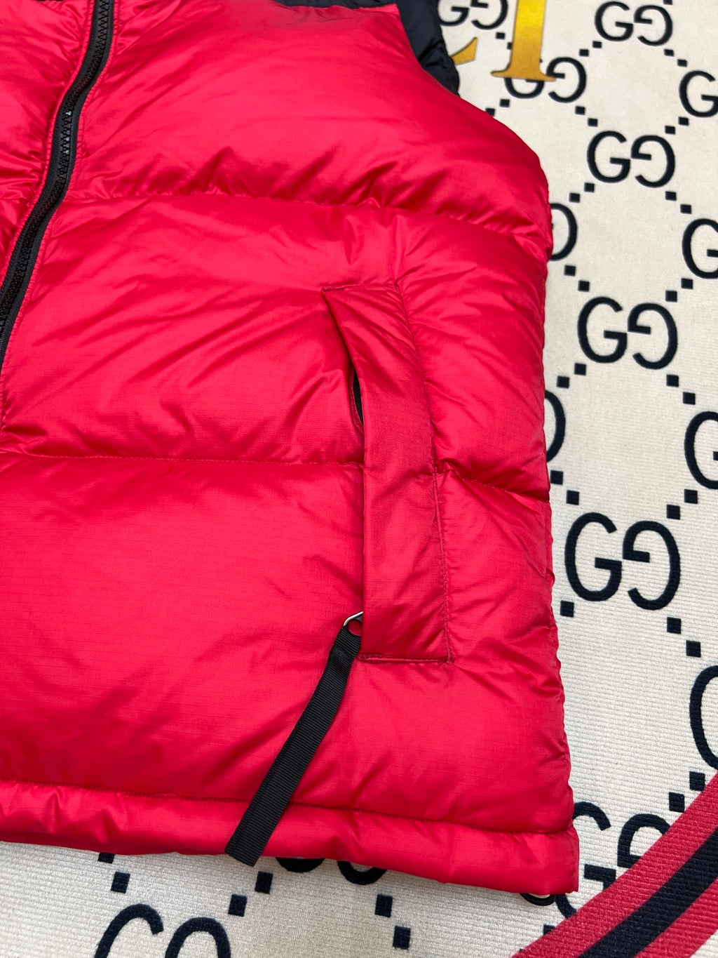 The North Face Quilted Red and Black Puffer Vest
