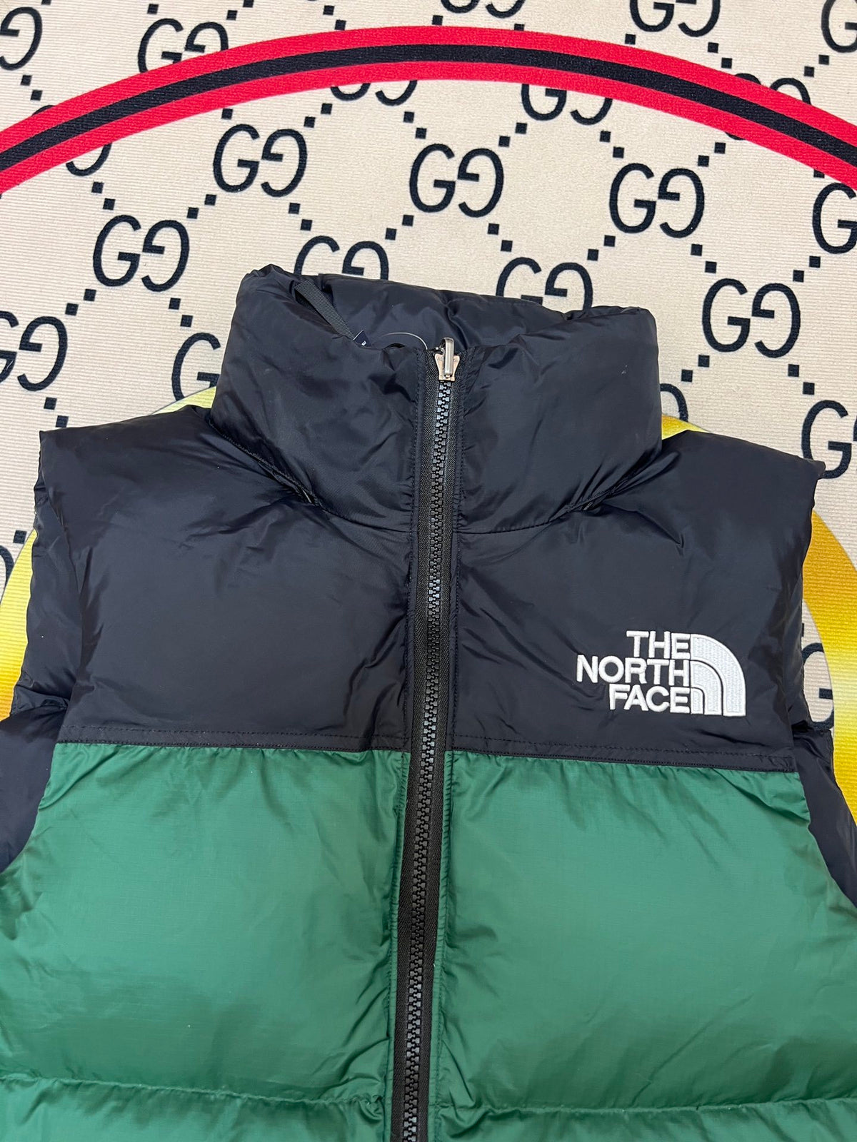 The North Face Quilted Forest Green and Black Puffer Vest