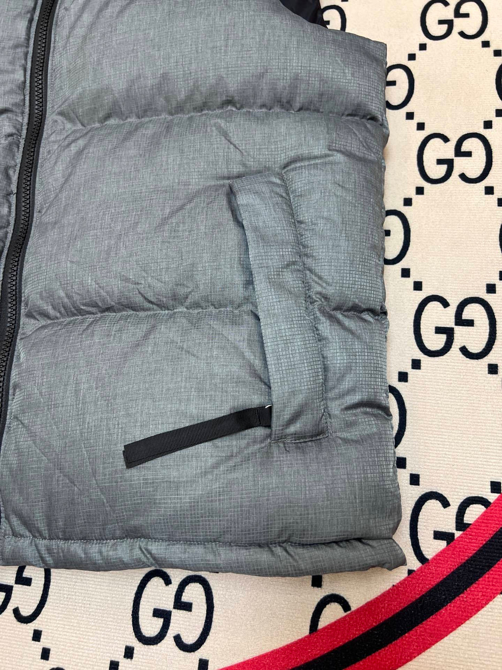 The North Face Quilted Gray and Black Puffer Vest
