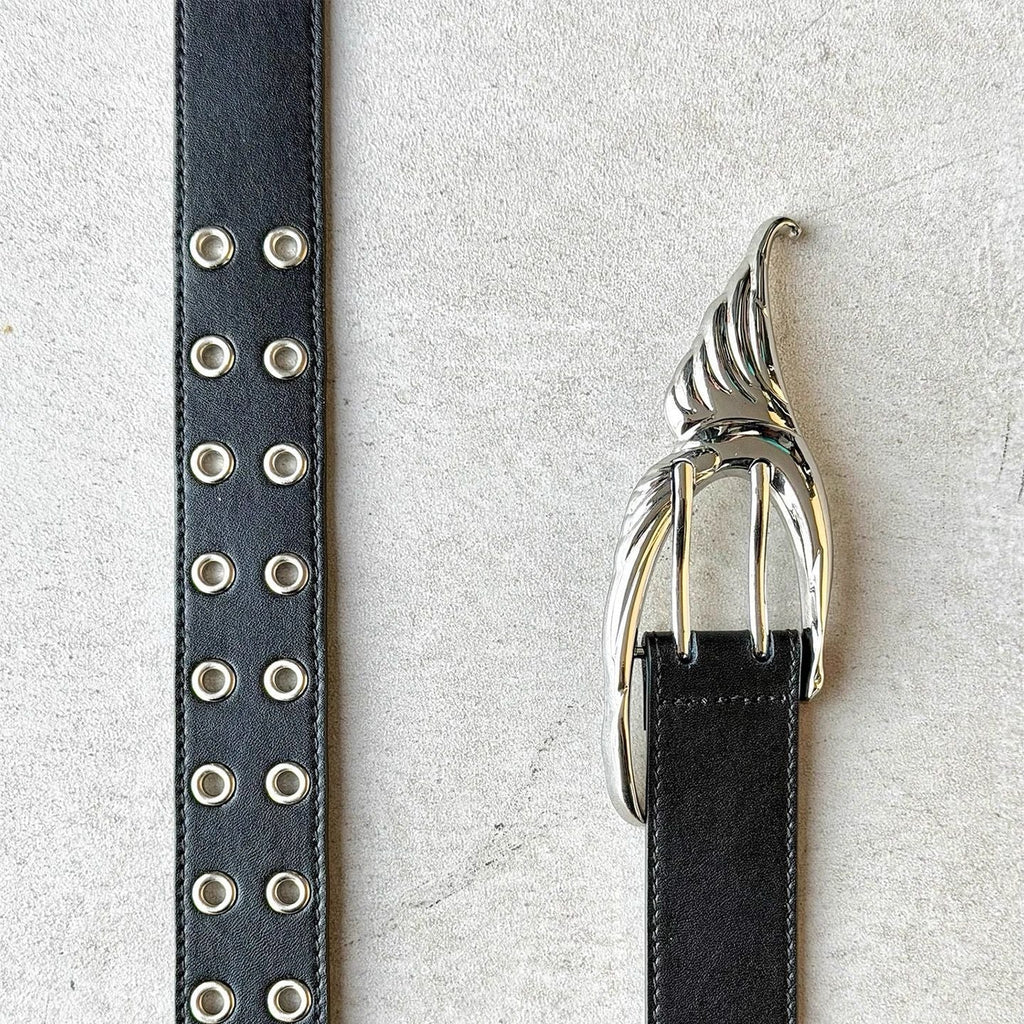 WHISTLEHUNTER Dove Metal Buckle Punk Retro Glossy Leather Waist Belt