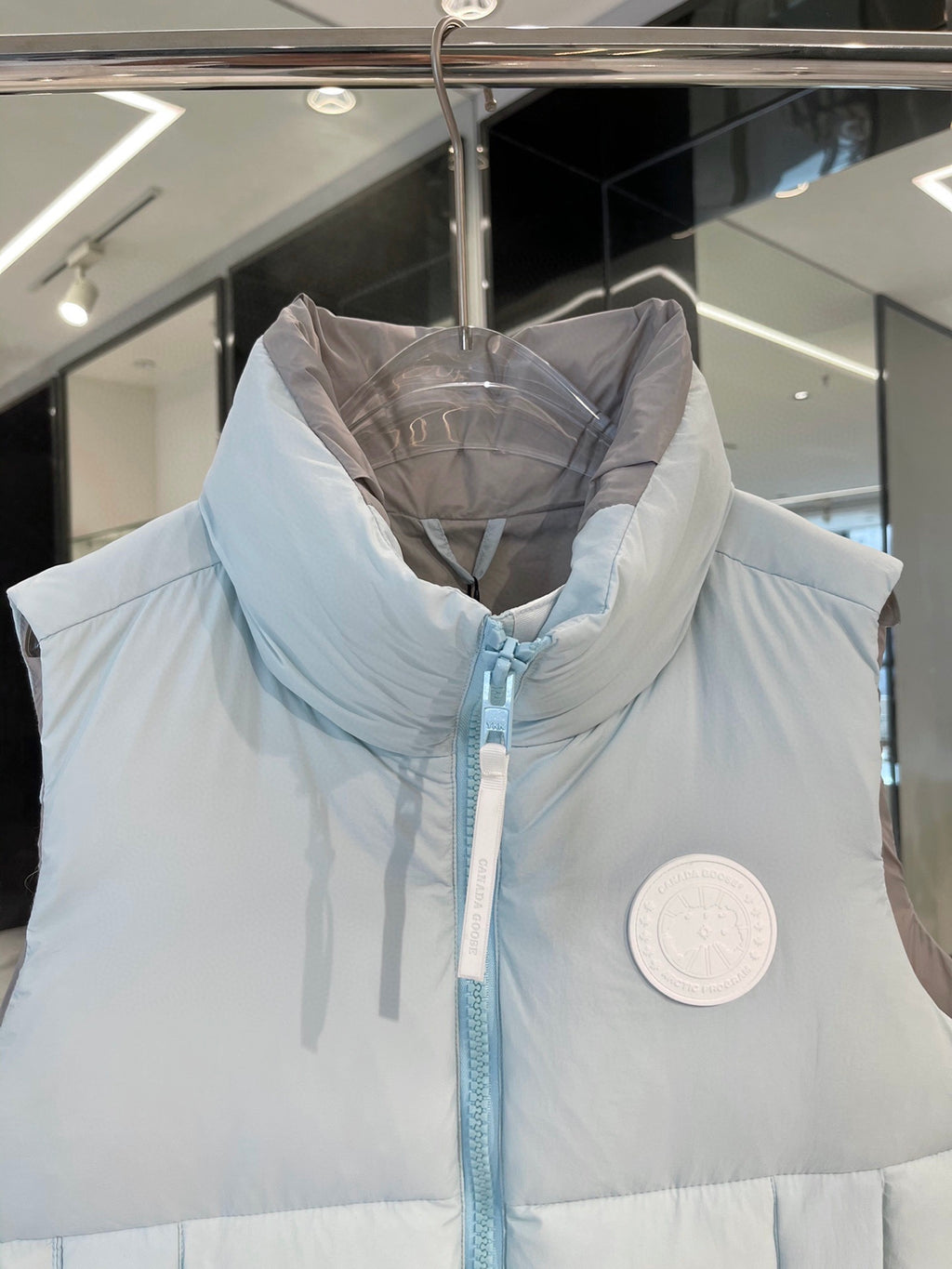 Canada Goose Quilted Light Blue Zip-Front Puffer Vest