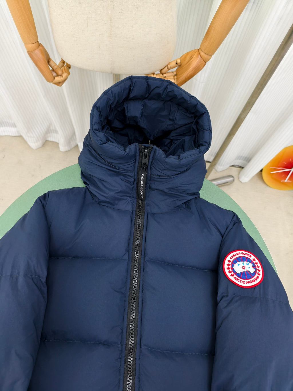 Canada Goose Quilted Navy Blue Hooded Zip-Front Puffer Jacket
