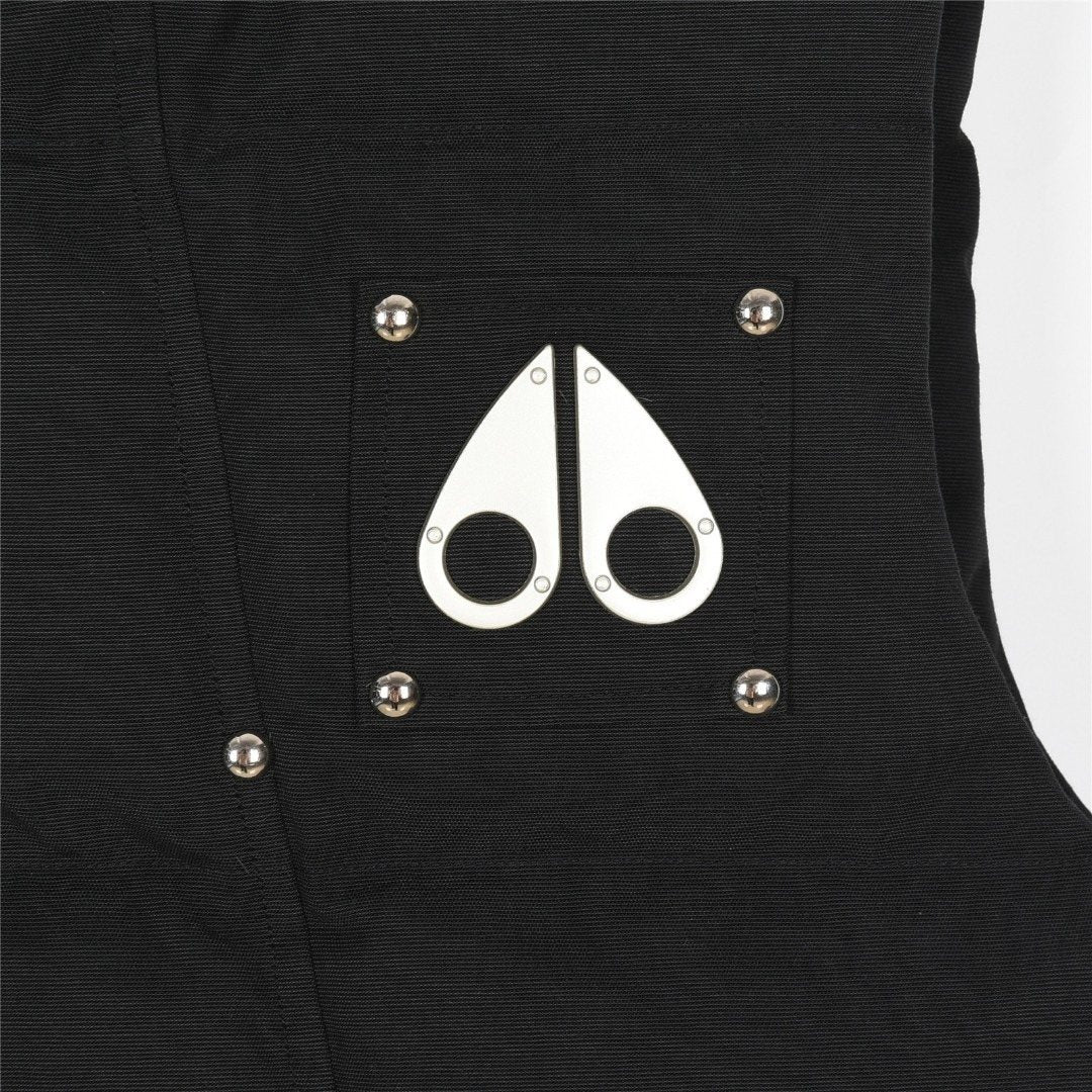 Moose Knuckles Black Quilted Zip-Front Puffer Vest