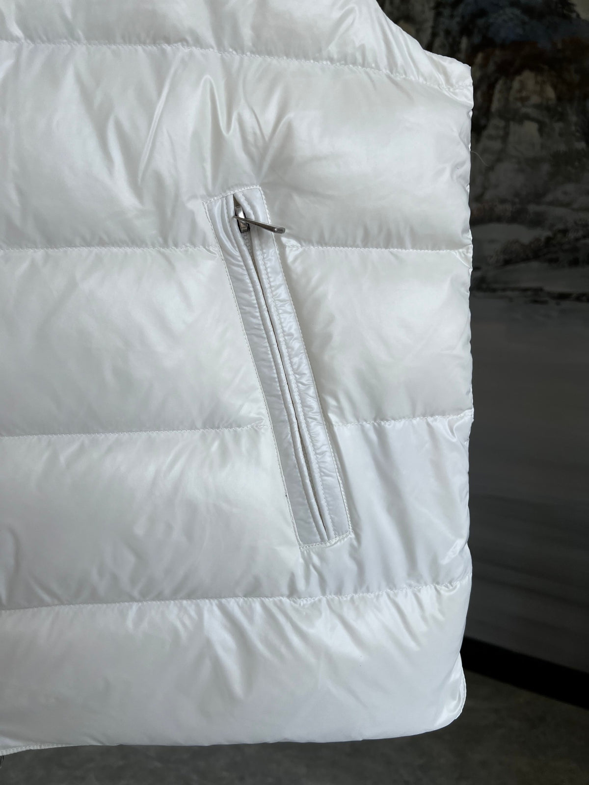 Moncler Glossy White Quilted Puffer Vest