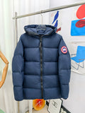 Canada Goose Quilted Navy Blue Hooded Zip-Front Puffer Jacket