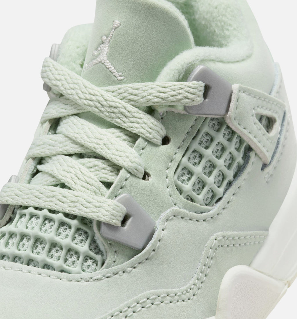 Air Jordan 4 Retro Abundance Infant Toddler Lifestyle Shoe - Sea Foam/Sail/Metallic Silver