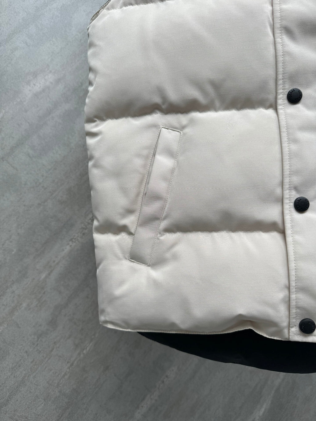Canada Goose Quilted Cream Snap-Front Puffer Vest