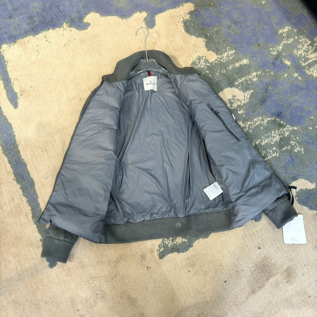 Moncler Hybrid Gray Cable-Knit Zip-Front Jacket
