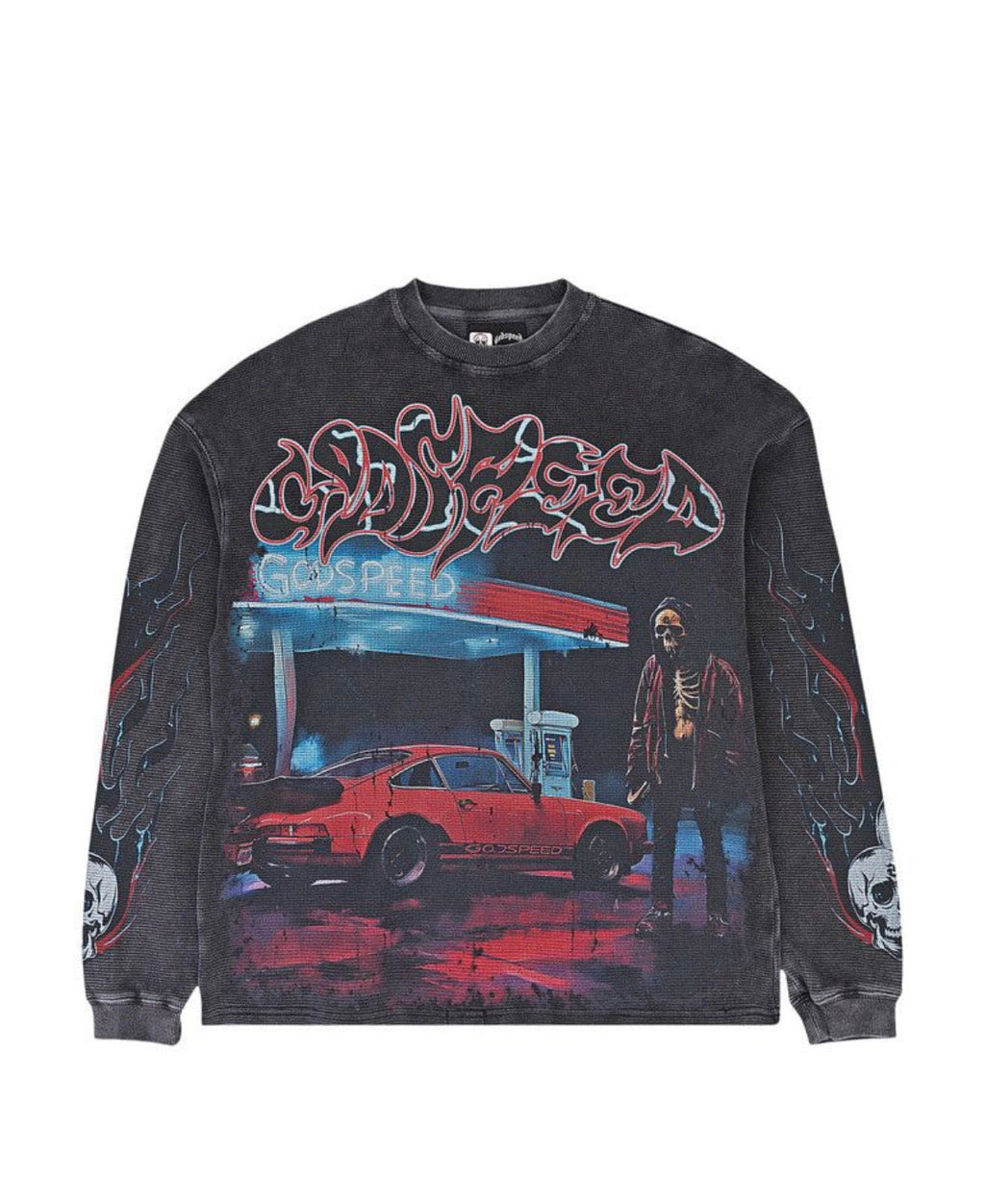 Godspeed Pit Shop Thermal Long Sleeve T-Shirt Grey Wash