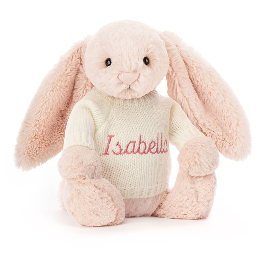 Bashful Blush Bunny with Personalized Cream Jumper