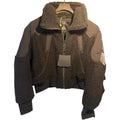 Moose Knuckles Dark Brown Stand-Collar Fleece Bomber Jacket