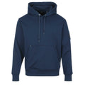 Moose Knuckles Navy Blue Pullover Hoodie with Metallic Sleeve Emblem