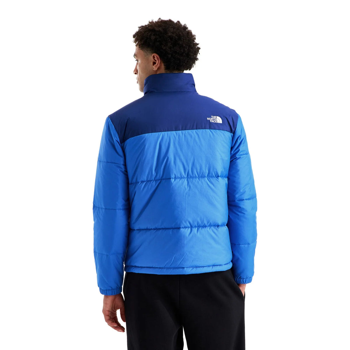 The North Face Quilted Bright Blue and Navy Stand-Collar Jacket