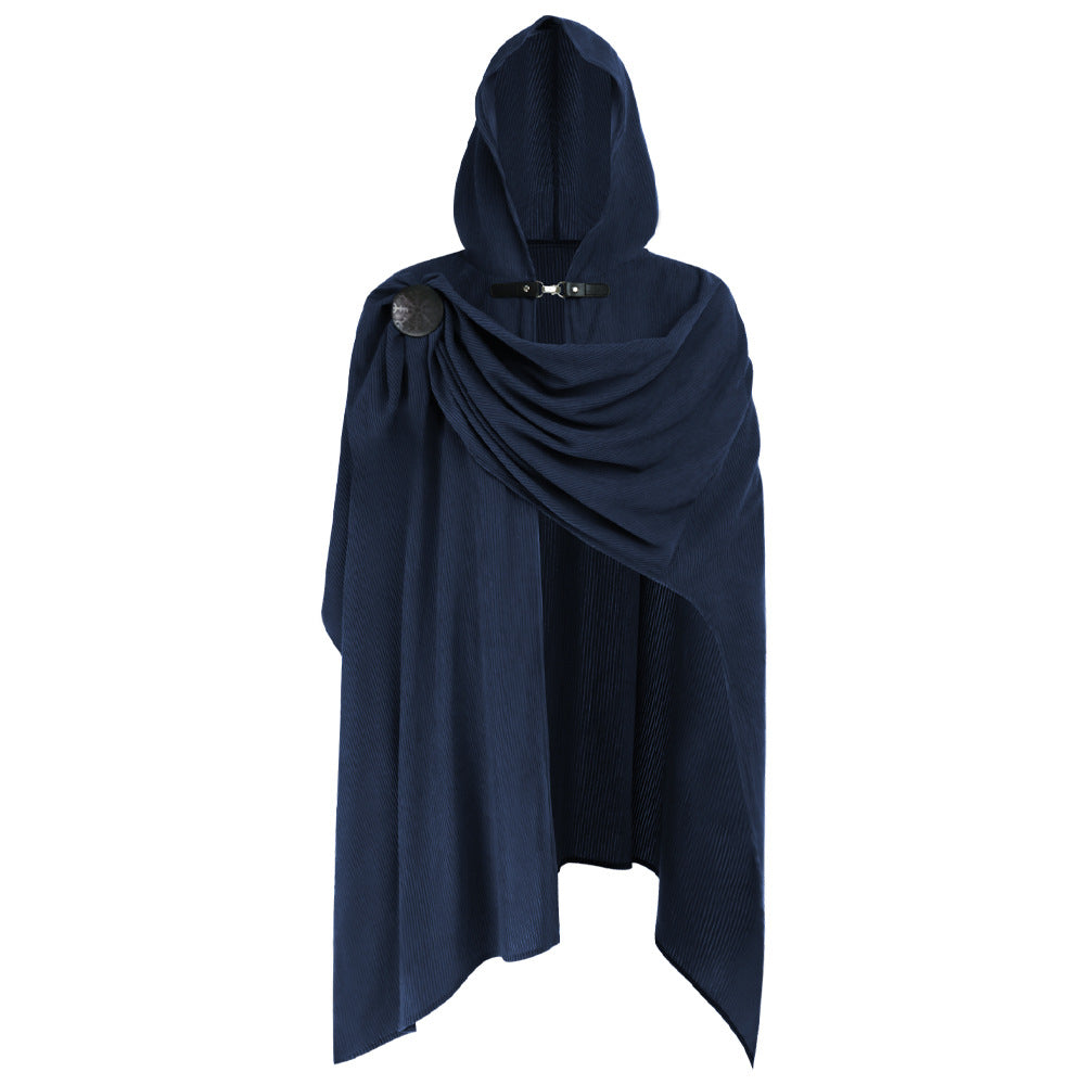 Halloween Renaissance Hooded Cape Corduroy Multi‑Color Cosplay Cloak