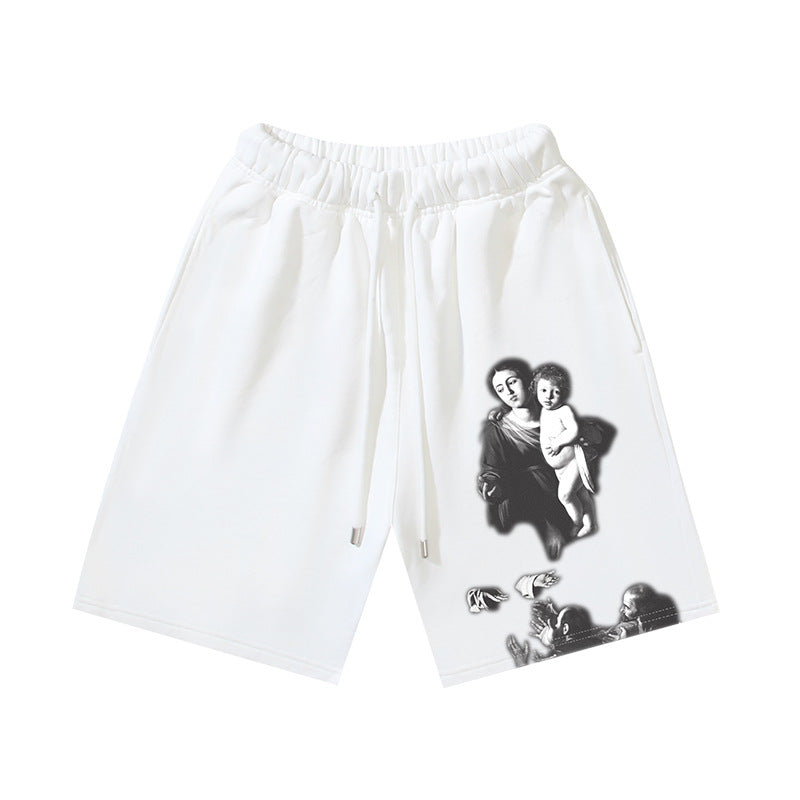 Off-White Virgin Mary Graphic Relaxed-Fit Casual Shorts Unisex