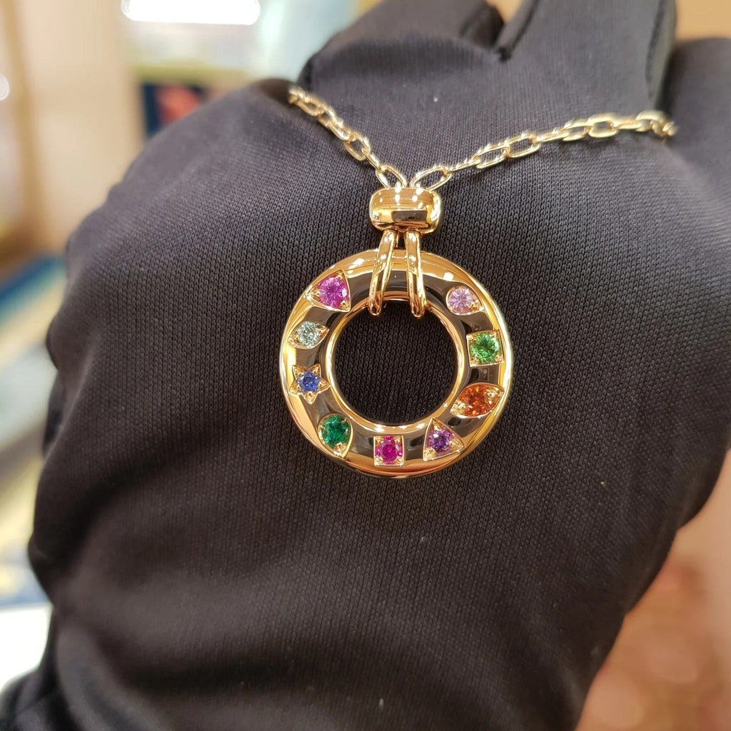 Pomellato Style Multicolor Stone 18K Gold-Plated Necklace