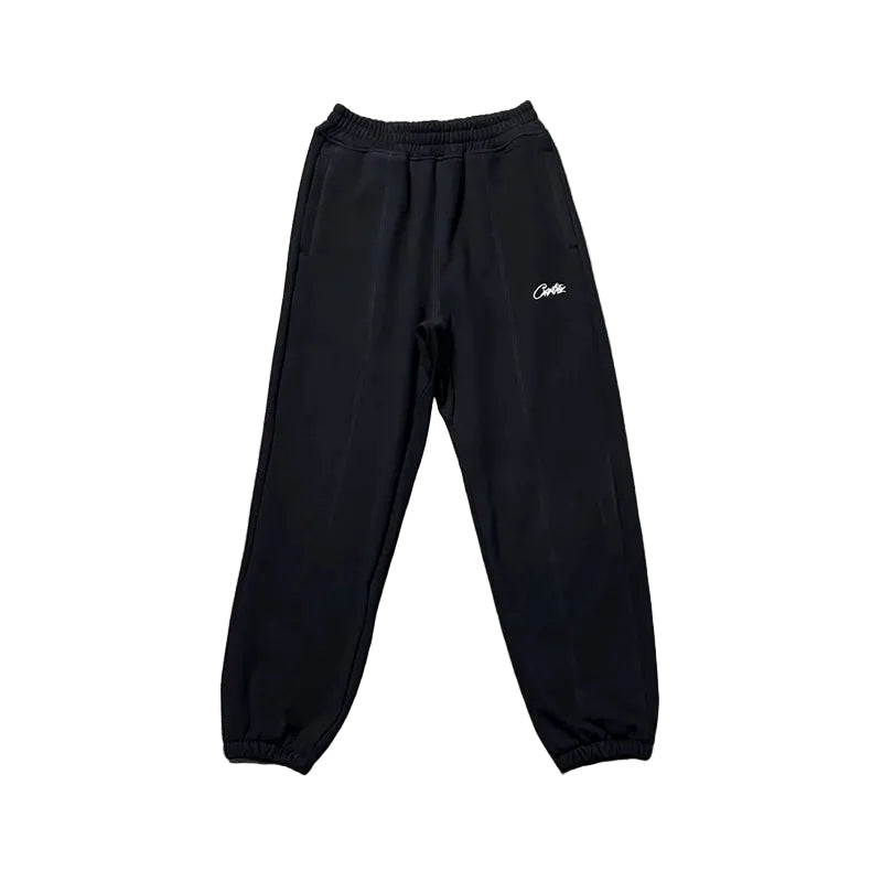 Corteiz Alcatraz Embroidered Cotton Casual Pants – Black