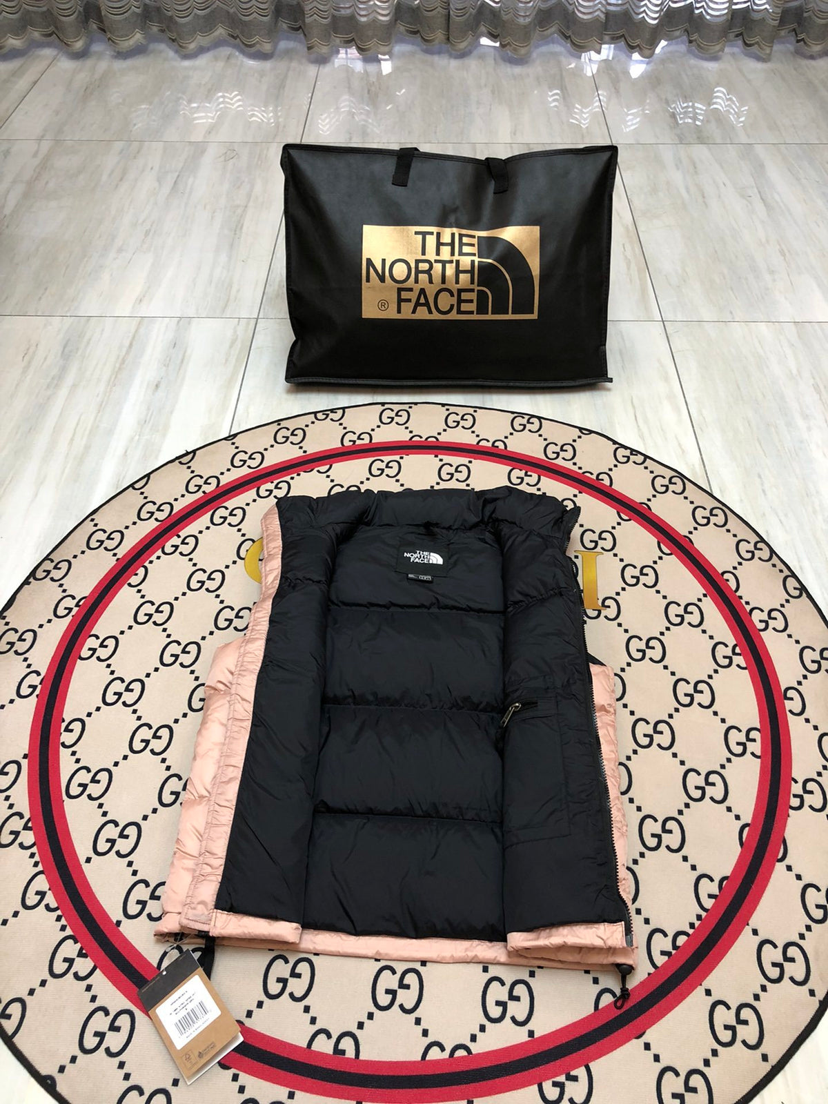 The North Face Quilted Blush Pink and Black Puffer Vest