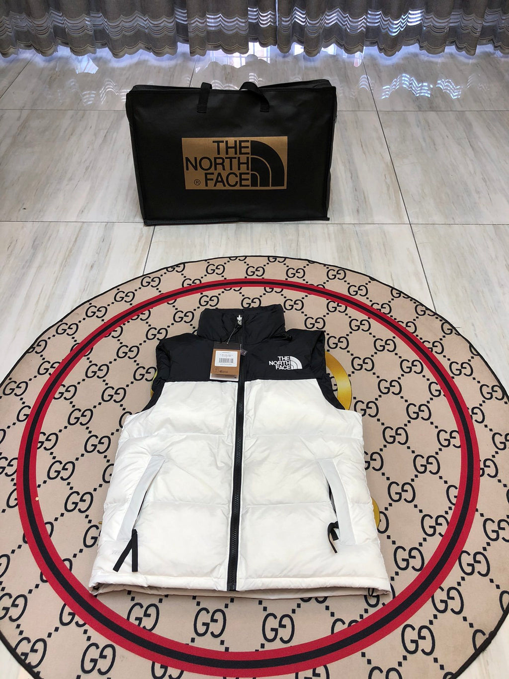 The North Face Quilted White and Black Puffer Vest