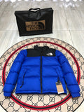 The North Face Quilted Royal Blue and Black Stand-Collar Puffer Jacket