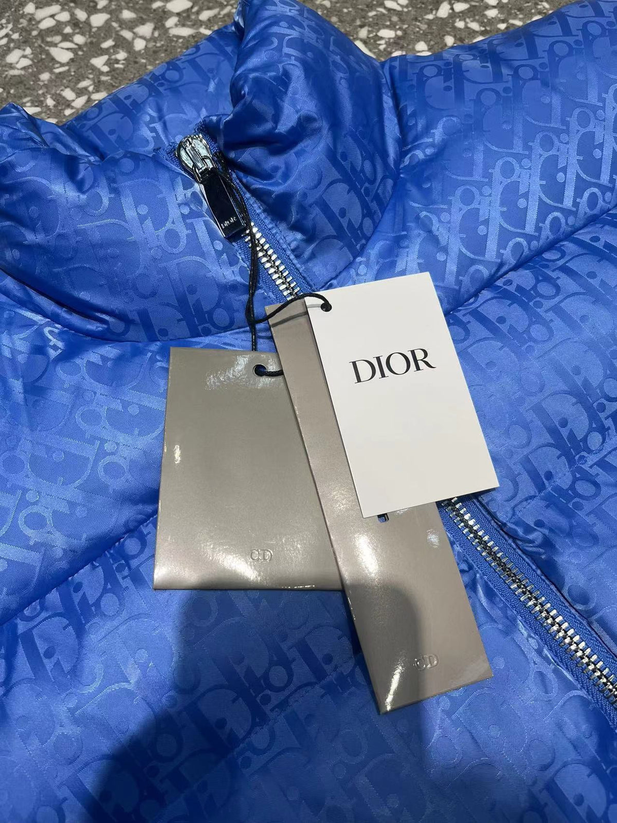 Dior Oblique Royal Blue Quilted Zip-Front Puffer Vest