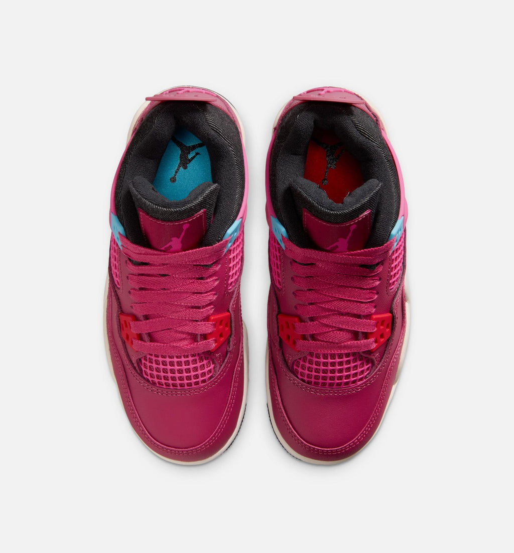 Air Jordan 4 Retro She's A Star Grade School Shoes - Sweet Beet Desert Pink Off Noir Chalk