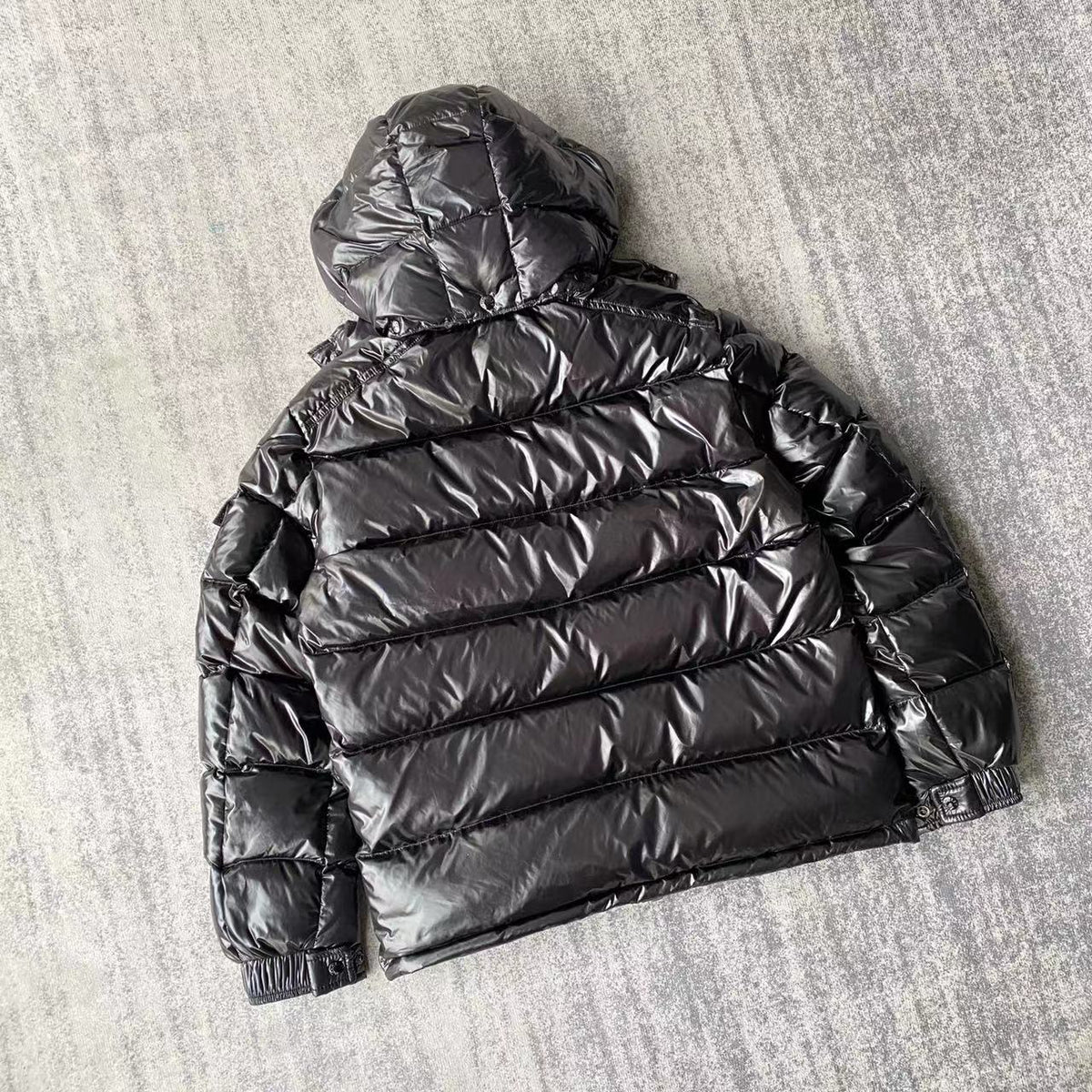 Moncler Glossy Black Hooded Quilted Puffer Jacket