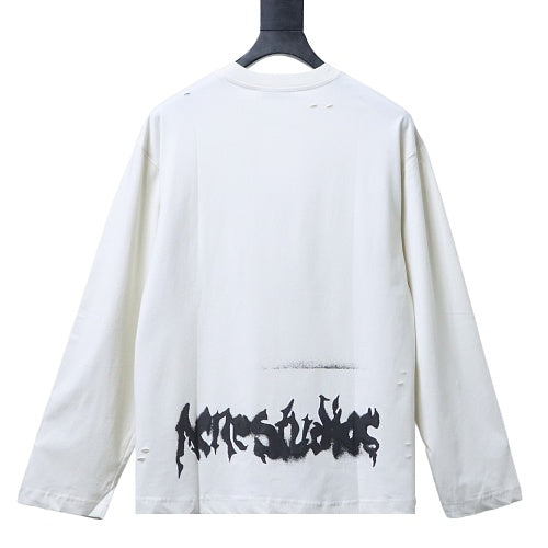 AC Logo long-sleeve gothic t-shirt white