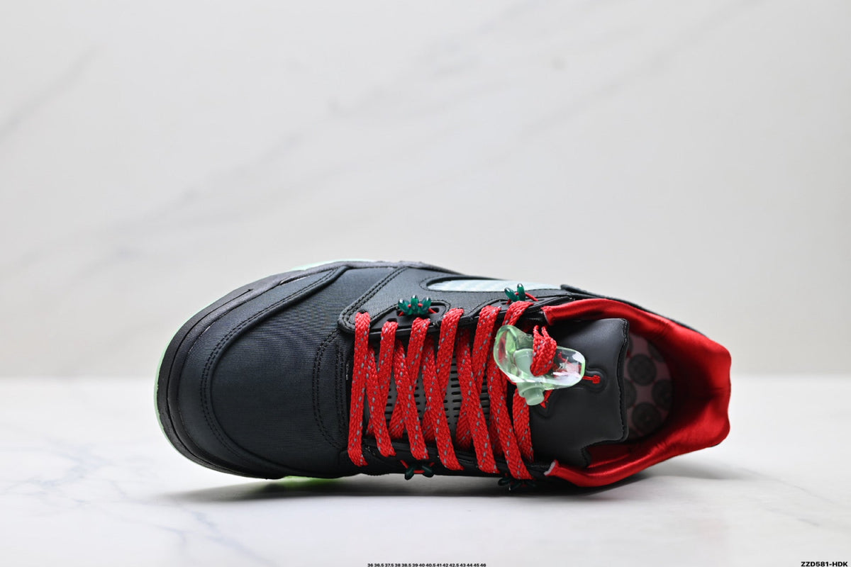 Air Jordan 5 Retro Black Red Green Glow Sneakers