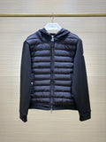 Moncler Hybrid Black Hooded Quilted Zip-Front Jacket