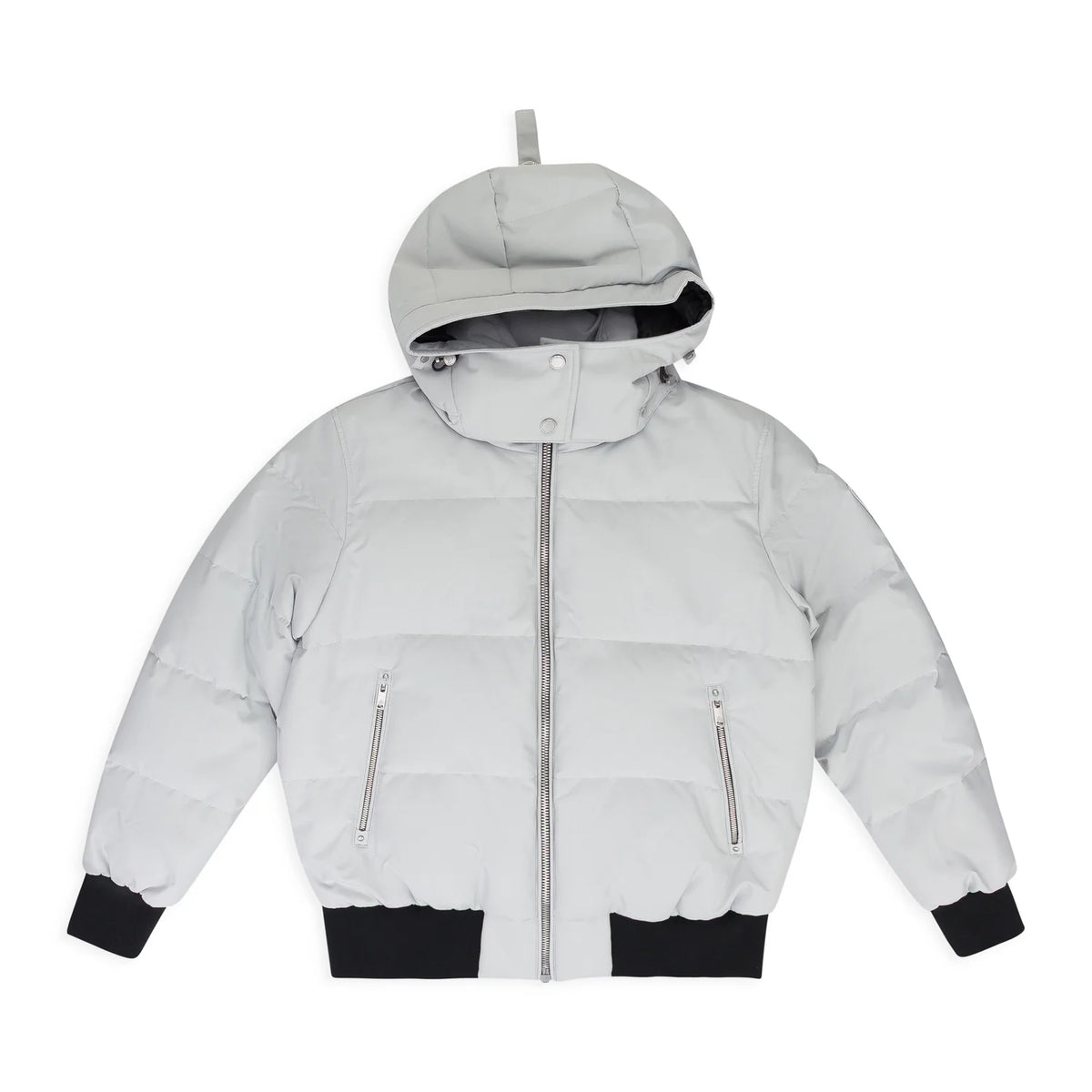 Moose Knuckles Quilted White Hooded Puffer Bomber Jacket