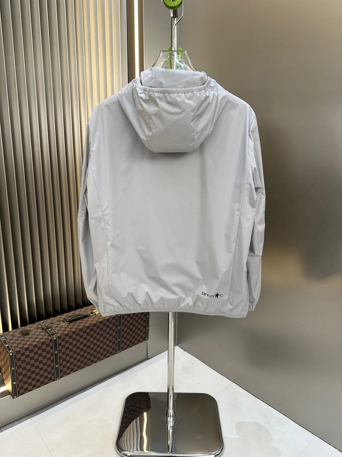 Moncler Light Gray Hooded Zip-Front Jacket