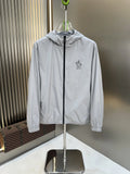Moncler Light Gray Hooded Zip-Front Jacket