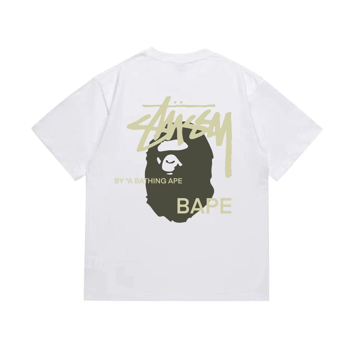 BAPE Olive & Gold Ape Wordmark Graphic T-Shirt
