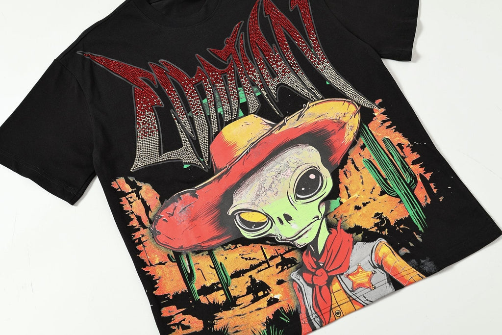 MIXED EMOTION Alien Cowboy Graphic T-Shirt