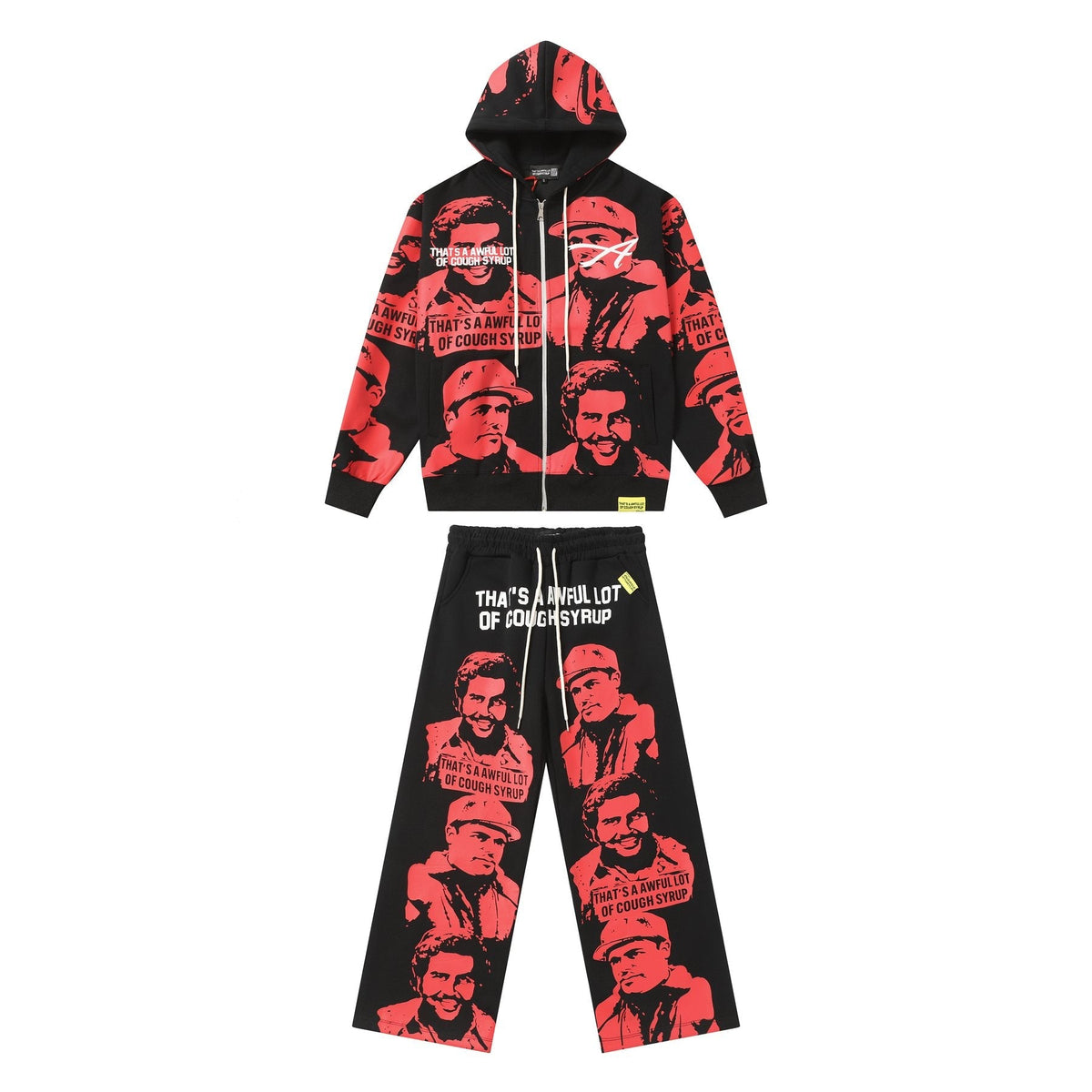 THAT'S A AWFUL LOT OF COUGH SYRUP Star Graphic Zip Hoodie & Pants Matching Set
