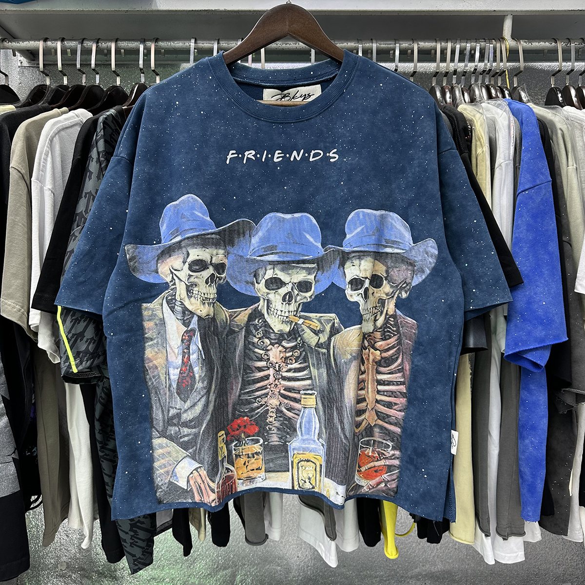 BKYS Revival Rock Skeleton Graphic Short-Sleeve T-Shirt